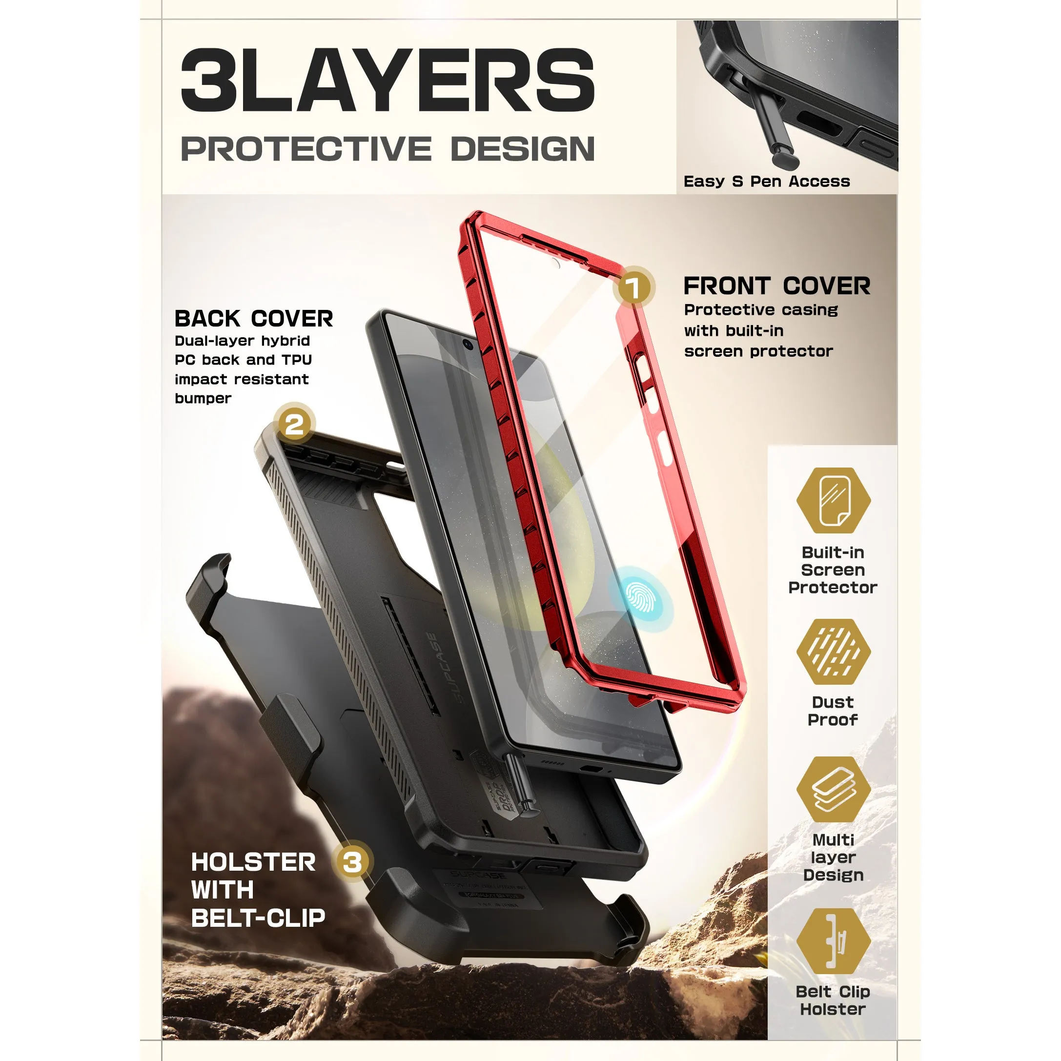 VIP Favorite Galaxy S25 Ultra Unicorn Beetle PRO Rugged Case-Metallic Red  Almost Sold Out!