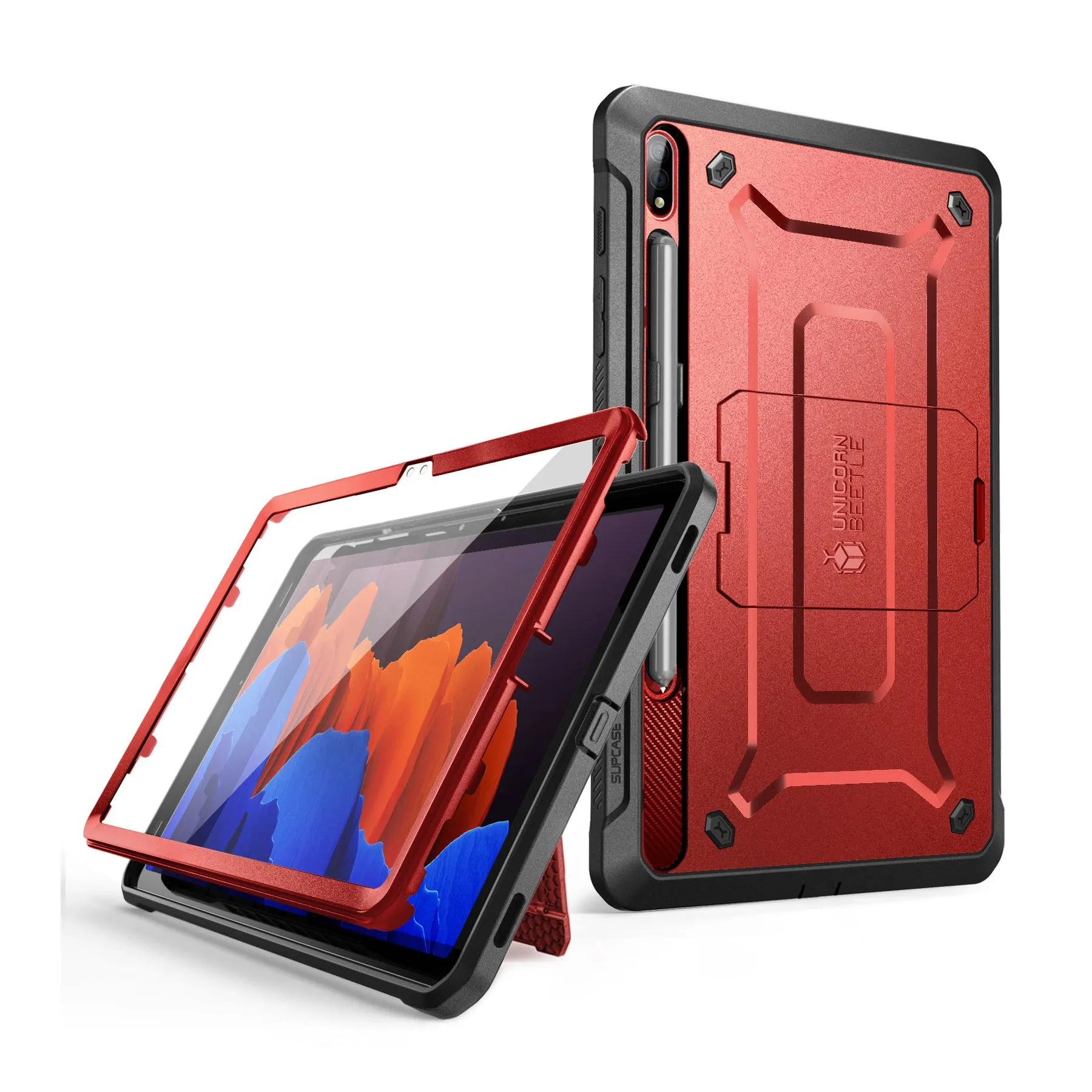VIP Favorite Galaxy Tab S8 Ultra (2022) Unicorn Beetle Pro Rugged Case-Metallic Red  Limited Availability!