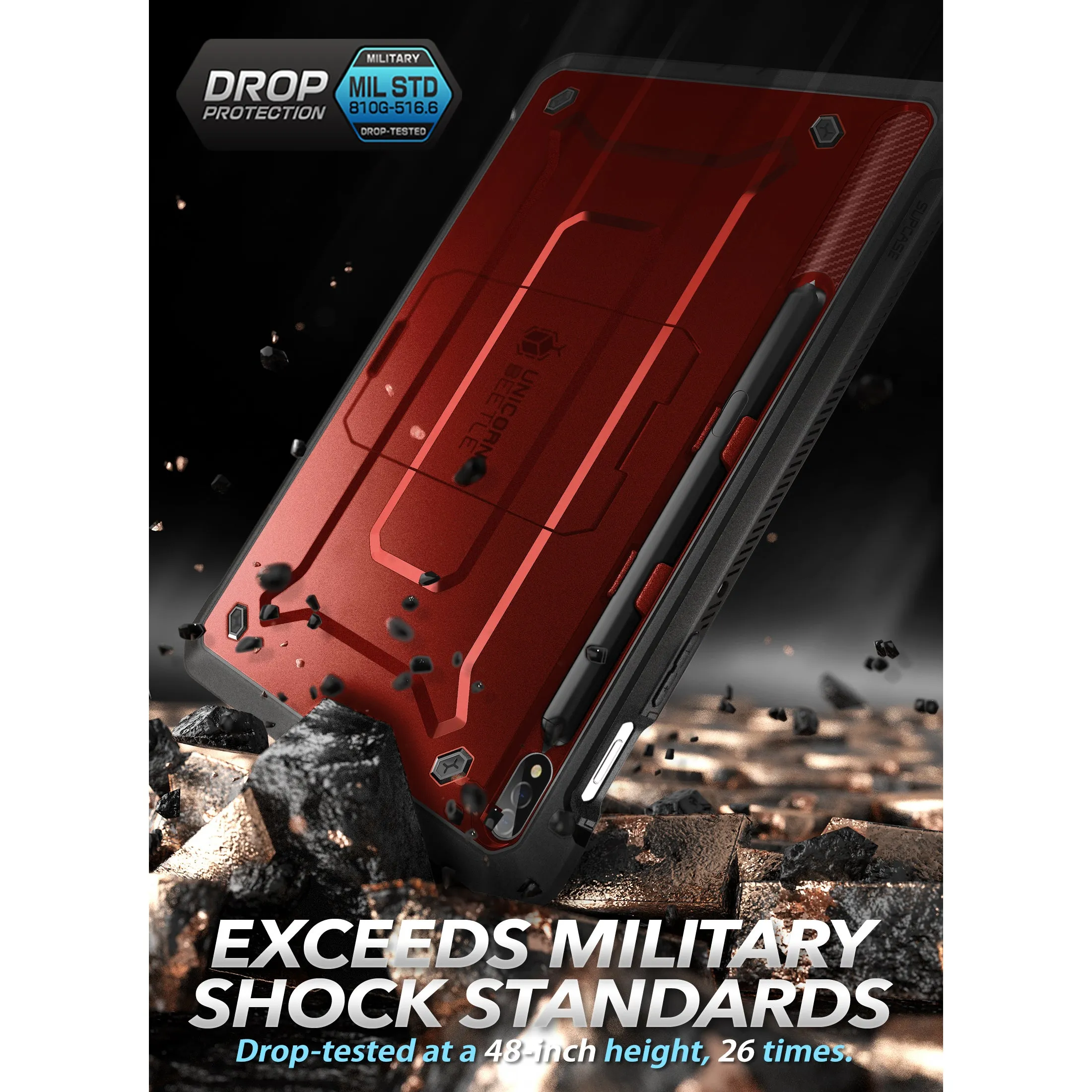VIP Favorite Galaxy Tab S8 Ultra (2022) Unicorn Beetle Pro Rugged Case-Metallic Red  Limited Availability!