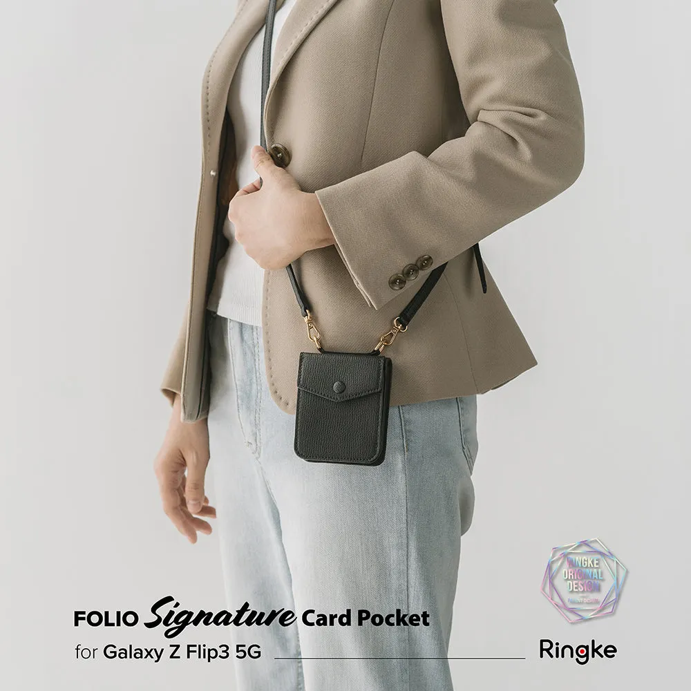 VIP Favorite Galaxy Z Flip 3 Case | Folio Signature Card Pocket Black  Today Only!