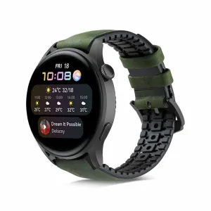 VIP Favorite Huawei Watch 3 (Pro) Silicone/Leather Strap (Black/Green)  Almost Sold Out!