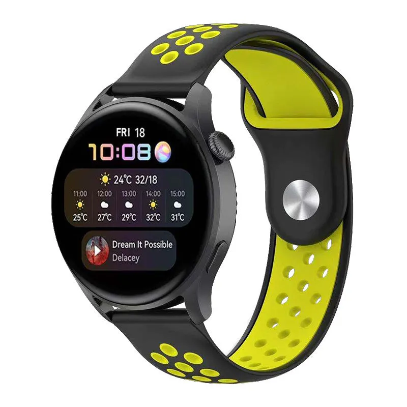 VIP Favorite Huawei Watch 3 (Pro) Sport Strap (Black/Yellow)  Stylish & Comfortable