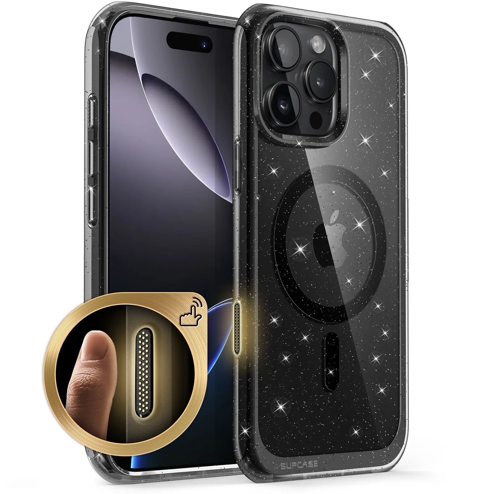 VIP Favorite iPhone 16 Pro Max 6.9 inch Unicorn Beetle MAG Slim Clear MagSafe Camera Control Button Case-Glitter Black  Almost Gone!