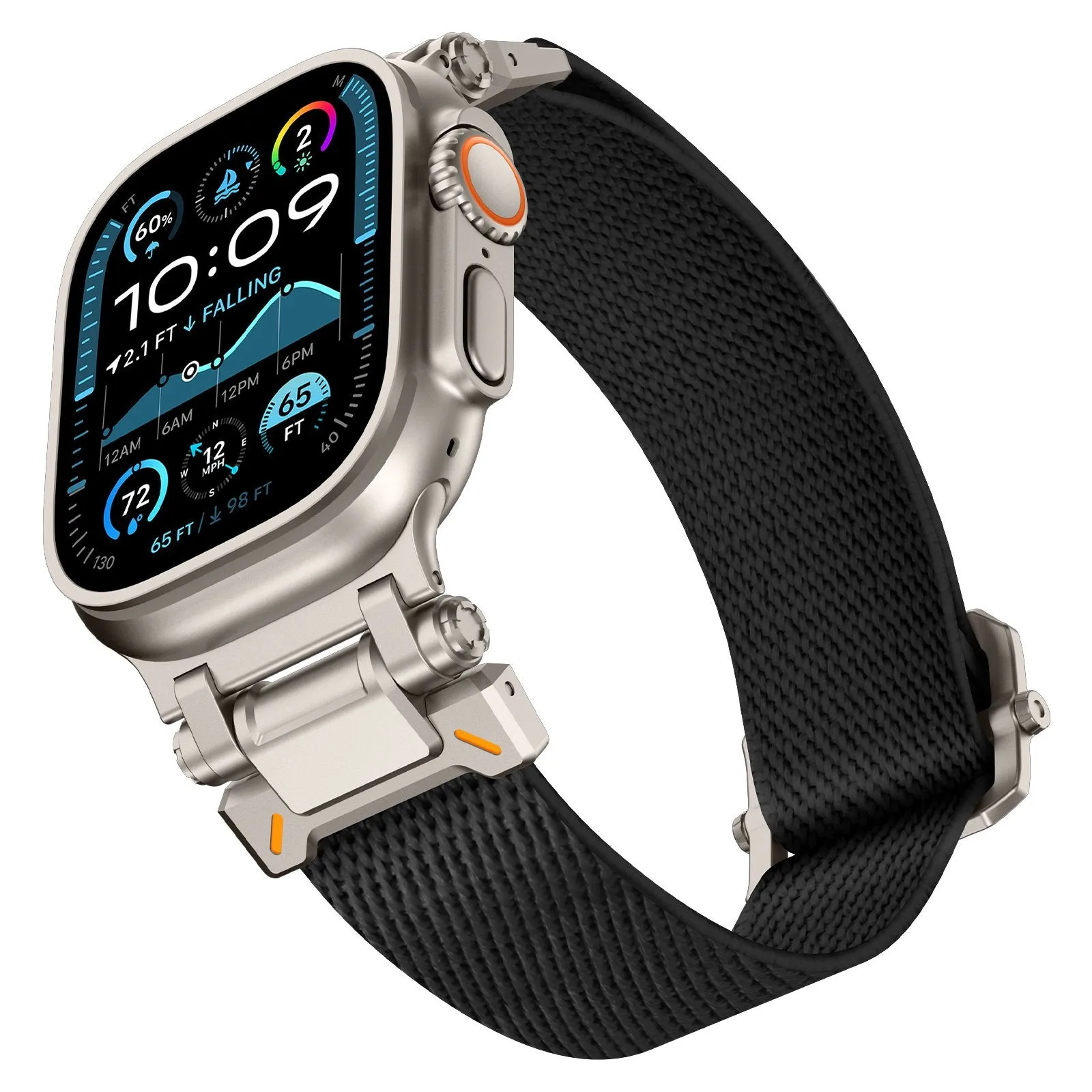 Worth Every Penny Apple Watch 'Explorer' Polyester Strap (Black met Titanium)  Last Chance!
