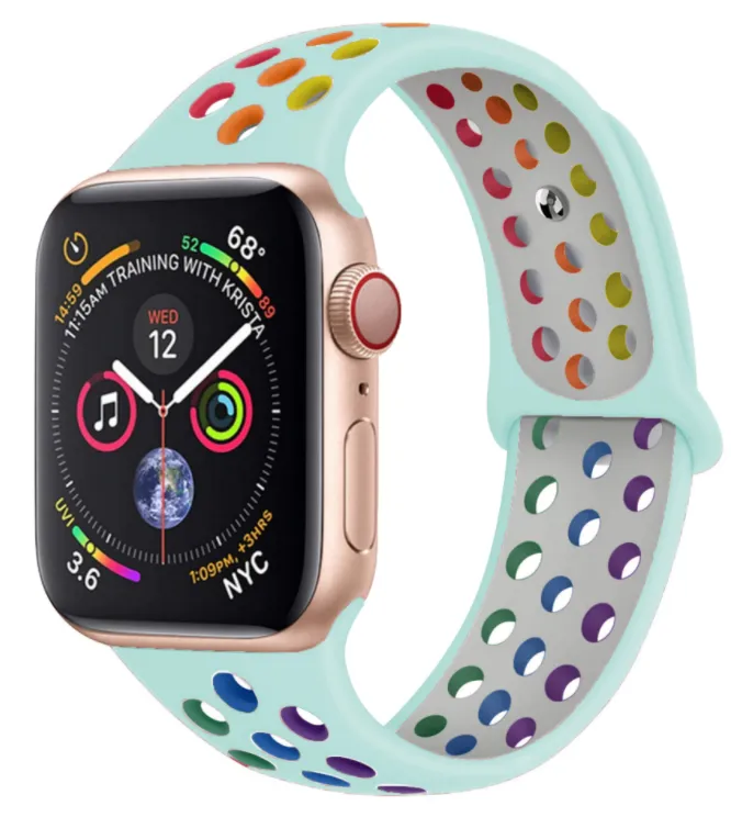 Worth Every Penny Apple Watch Sport Strap (Light Blue/Rainbow)  Last Chance!