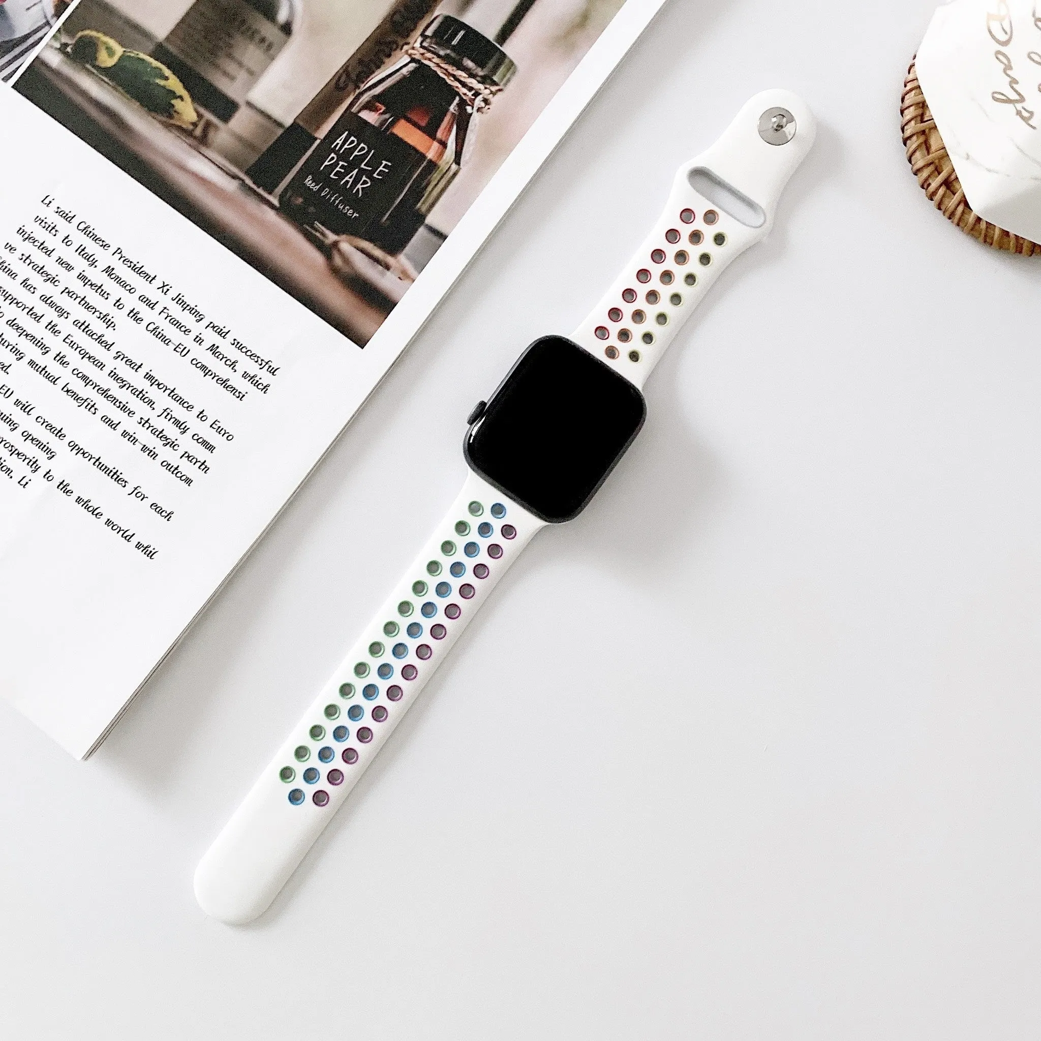 Worth Every Penny Apple Watch Sport Strap (White/Rainbow)  Almost Gone!