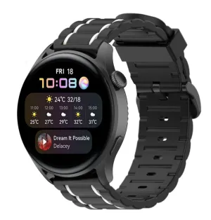 Worth Every Penny Huawei Watch 3 (Pro) Silicone Strap Tough (Black/White)  Stylish & Comfortable