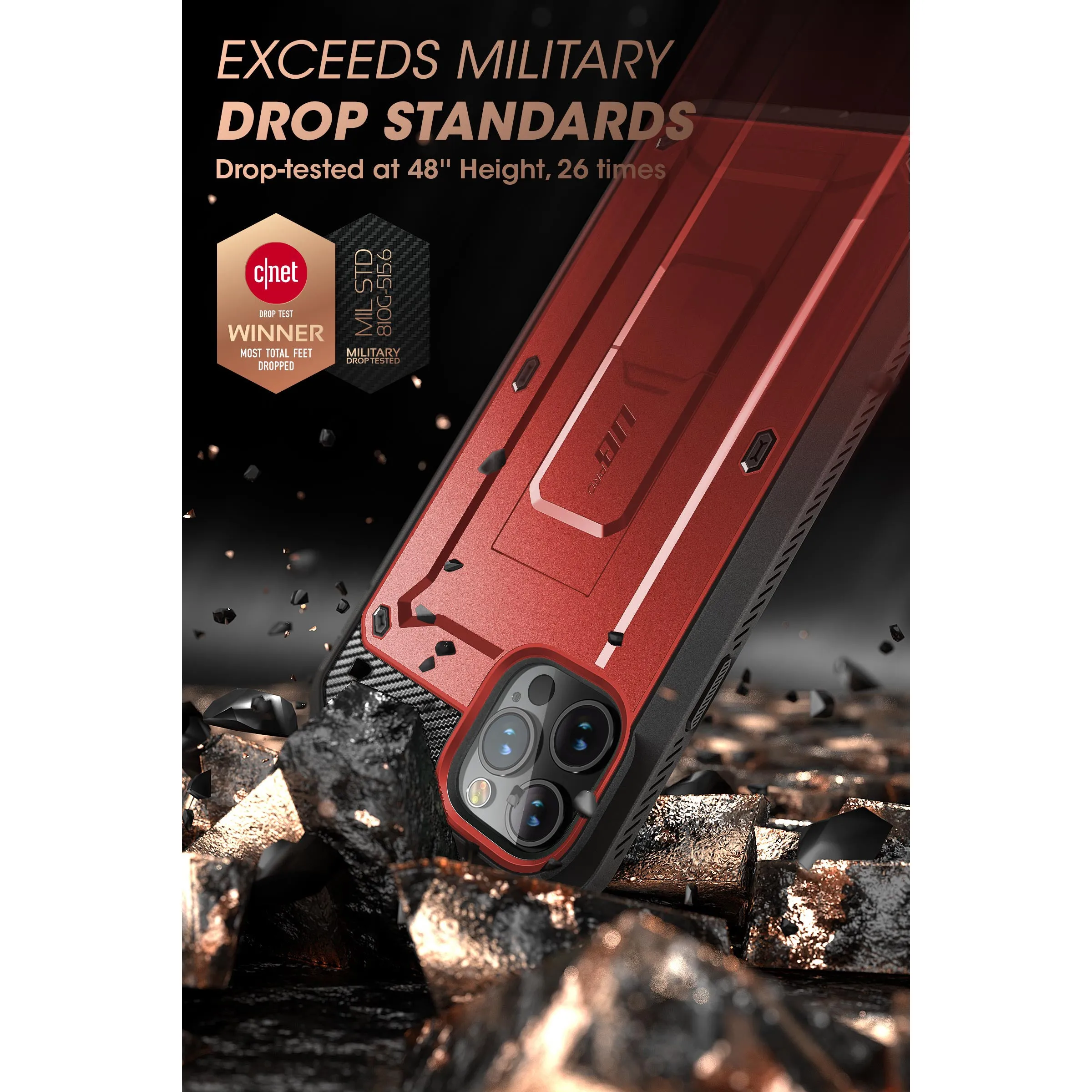 Worth Every Penny iPhone 13 Pro Max 6.7 inch Unicorn Beetle Pro Rugged Case-Metallic Red  Today Only!