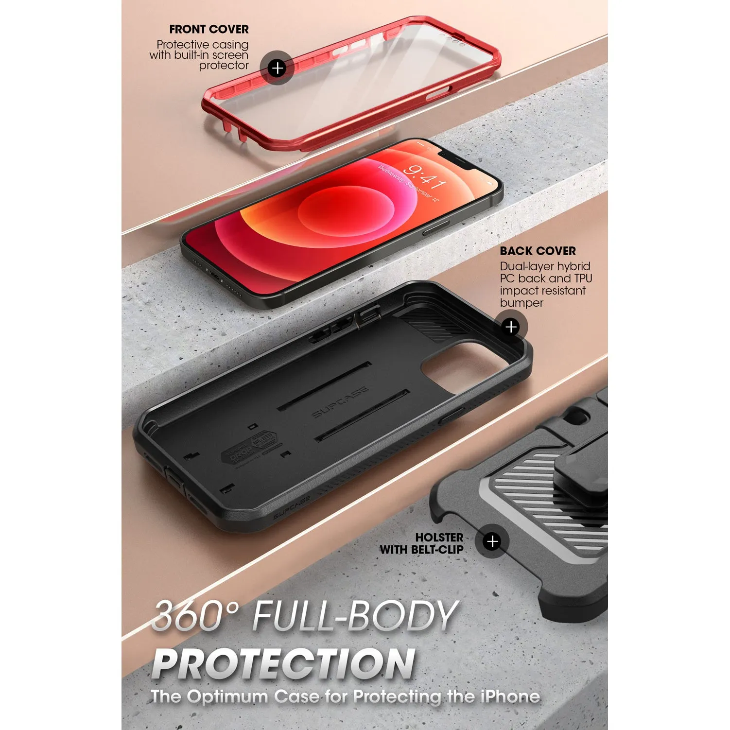 Worth Every Penny iPhone 13 Pro Max 6.7 inch Unicorn Beetle Pro Rugged Case-Metallic Red  Today Only!