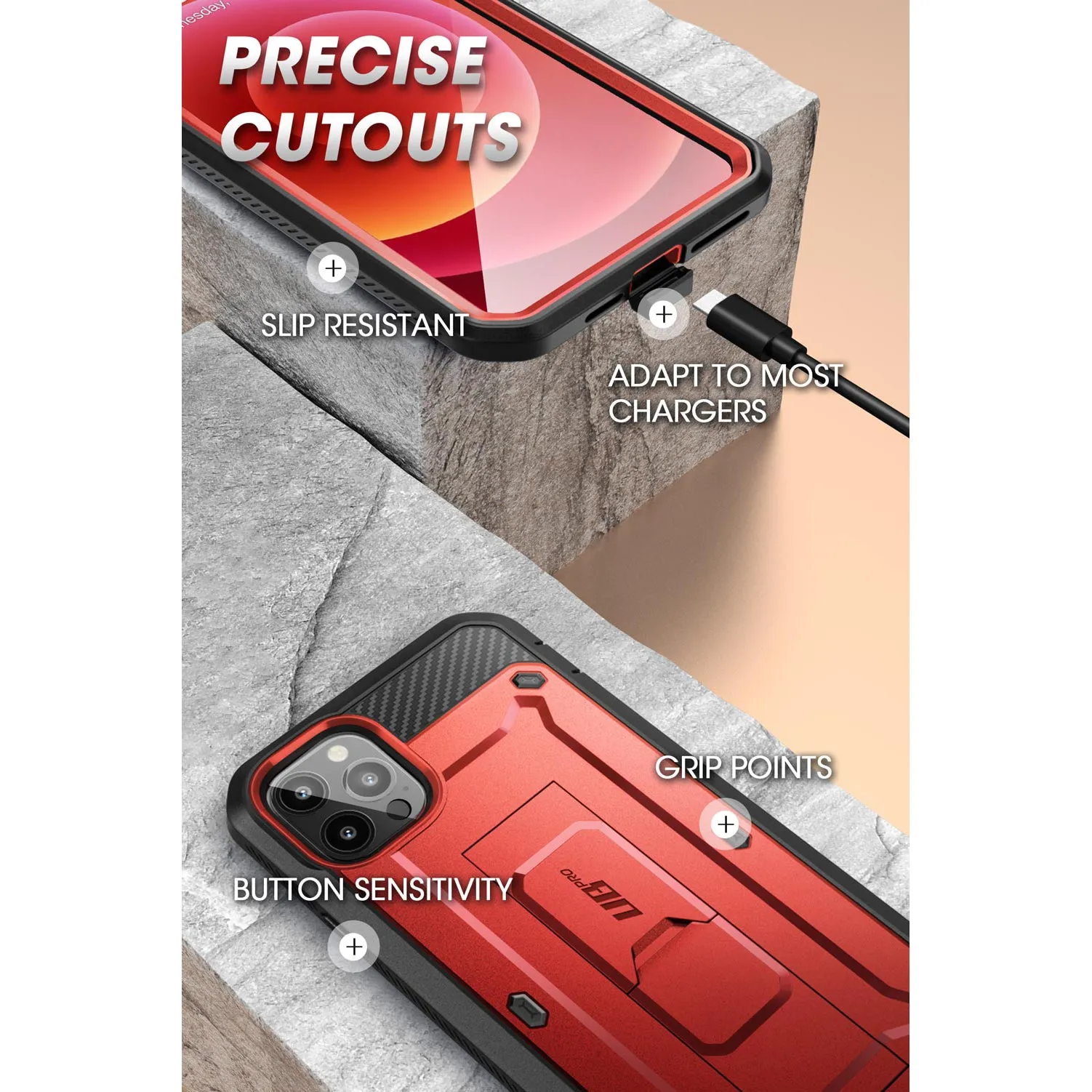 Worth Every Penny iPhone 13 Pro Max 6.7 inch Unicorn Beetle Pro Rugged Case-Metallic Red  Today Only!