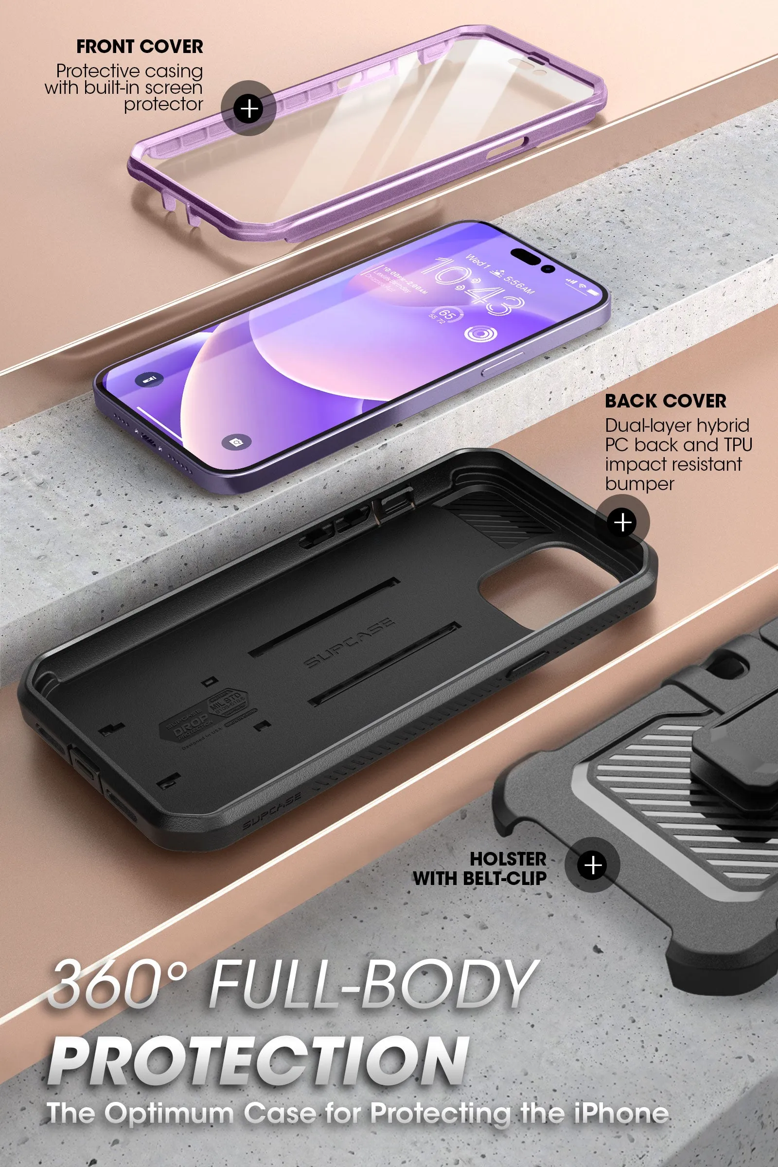 Worth Every Penny iPhone 14 Pro 6.1 inch Unicorn Beetle Pro Rugged Case-Deep Purple  Stylish & Comfortable