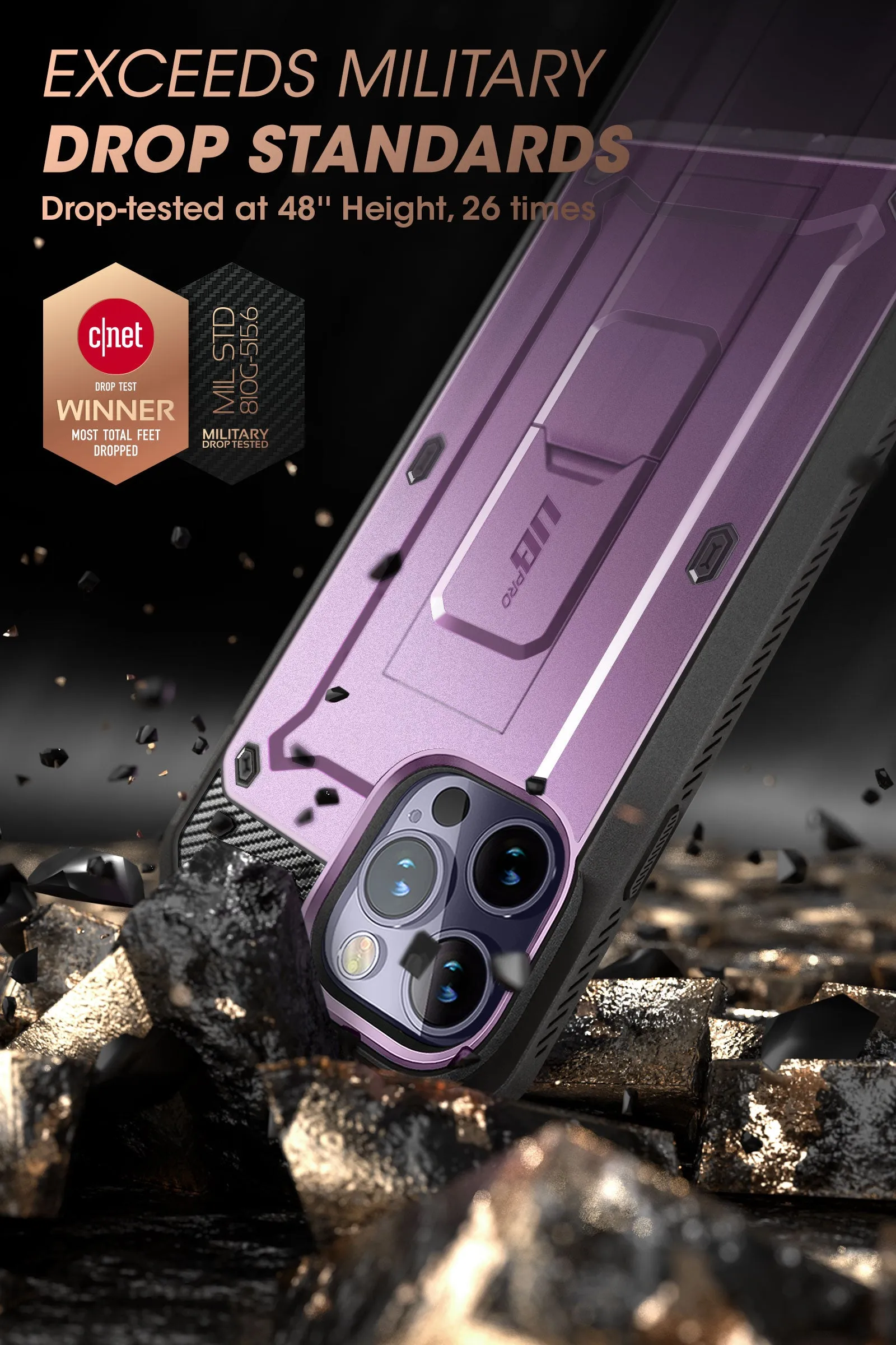 Worth Every Penny iPhone 14 Pro 6.1 inch Unicorn Beetle Pro Rugged Case-Deep Purple  Stylish & Comfortable